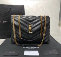 YSL Loulou 32cm Leather Bag Black Gold