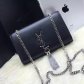 YSL Tassel Chain Bag 22cm Smooth Leather Black Silver
