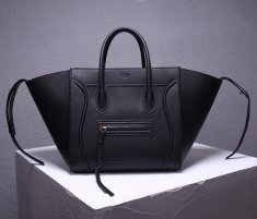 Celine Boston Handbag Pebble Leather Black