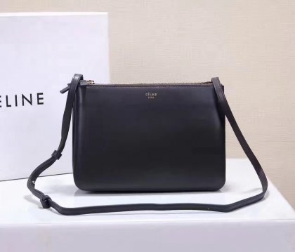 Celine Trio 22cm Leather Crossbody Bag Black