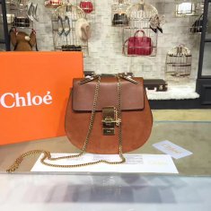 Chloe Drew Crossbody Bag Small 19cm Brown Suede
