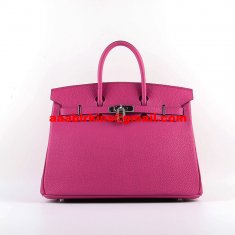 Hermes Birkin 30cm Togo Leather Handbags Rose Silver