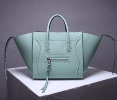 Celine Boston Handbag Pebble Leather Baby Green
