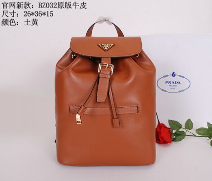 Prada Backpack BZ032 Brown Leather Satchel