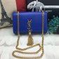 YSL Tassel Chain Bag 22cm Smooth Leather Blue Gold