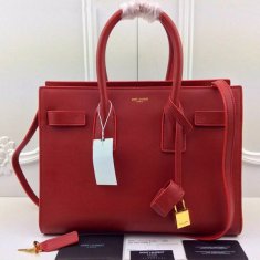 YSL Red Downtown Tote Cow Leather Bags