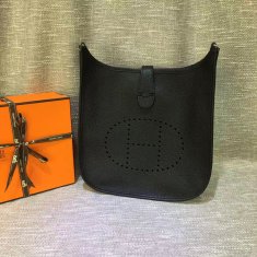 Hermes Evelyne III Togo Leather Crossbody Bag Black