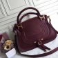 Chloe Marcie Cow Leather Tote Handbag Burgundy