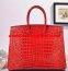 Hermes Birkin 35cm Handbag Crocodile Leather Red Gold