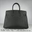 Hermes Birkin 35cm cattle skin vein Handbags black silver