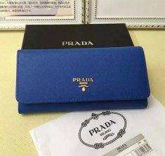 Prada 1M1132 Wallet Saffiano Leather Blue