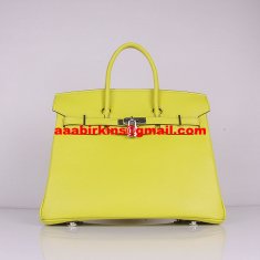 Hermes Birkin 30cm Togo Leather Handbags Lemon Yellow Silver