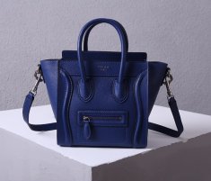 Celine Small Luggage Pebble Leather 20cm Blue