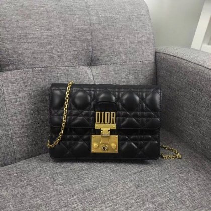 Dior Addict WOC Black Leather Chain Bag 19cm