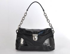 Prada 8303 Canvas Leather Shoulder Bag In Black