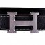 Hermes calf leather men H belt 138 silver/black